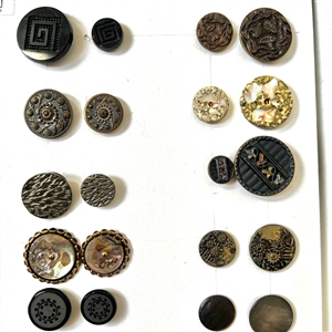 Card of twenty eight matching pairs of buttons.