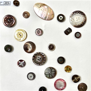 Two cards of fifty eight shell buttons. 