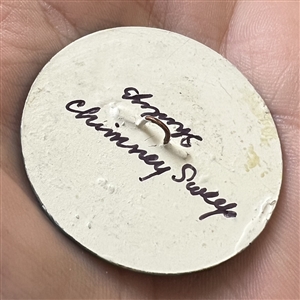 Studio button of a chimney sweep by Shirley Burgess.