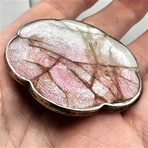Slide buckle - Gin Bari enamel rimmed in silver.