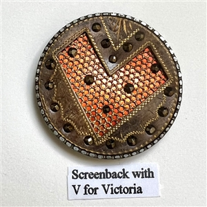 Card of fifteen “V for Victoria buttons.