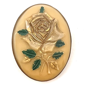 Caramel glass button of a rose.