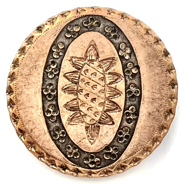 An 18th c. Copper colonial button with heavily chased intaglio design. 