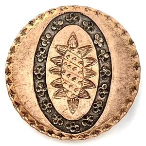An 18th c. Copper colonial button with heavily chased intaglio design. 