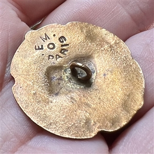 UNUSUAL Art Nouveau enamel button of a fairy.