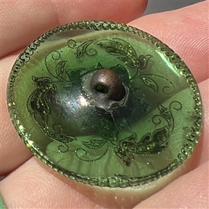 Late 19th c. Green glass with lacy flower center 