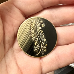 Victorian celluloid elaborate feather button.