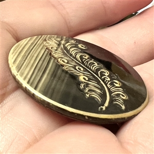 Victorian celluloid elaborate feather button.