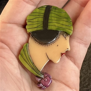 Realistic plastic button of a “Flapper head.