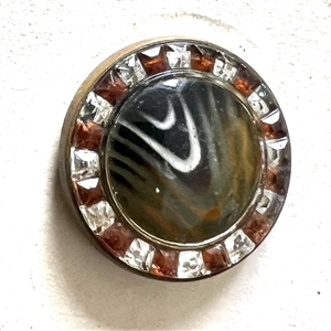 Card of twenty seven glass in metal buttons. 