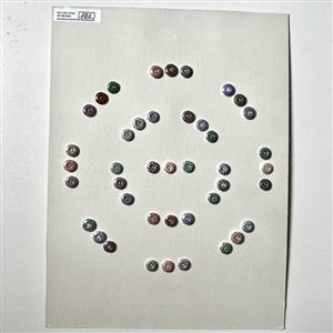 Card of forty two small china calico buttons. 