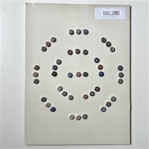 Card of forty two small china calico buttons. 