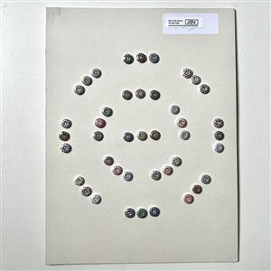 Card of forty two small china calico buttons. 