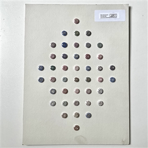 Card of forty two small china calico buttons.