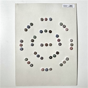 Card of forty two small china calico buttons.