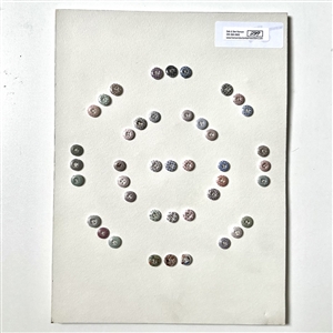 Card of forty two small china calico buttons.
