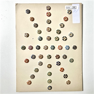 Card of forty five small china stencil buttons.