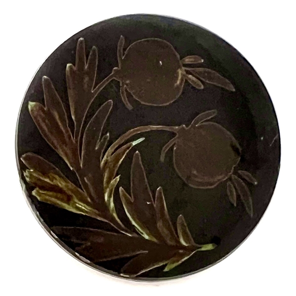 VERY RARE Div. I painted under thin clear glass over black glass “DUG" button.