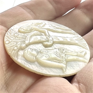 Bethlehem pearl button of Adam & Eve and serpent.