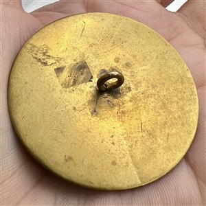 Brass button of a terrier.