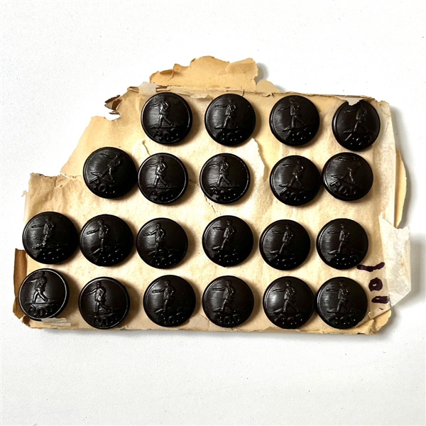Card of twenty one matching post office department buttons.