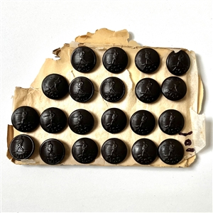 Card of twenty one matching post office department buttons.