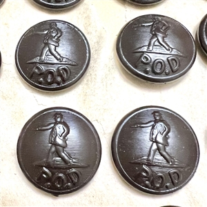 Card of twenty one matching post office department buttons.