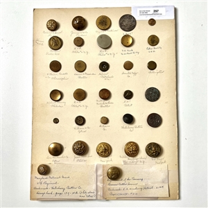 Card of thirty two uniform buttons. 