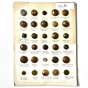 Card of thirty foreign uniform buttons. 
