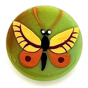 Brooks butterfly painted casein button. 
