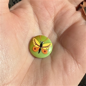 Brooks butterfly painted casein button. 