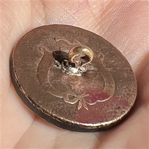 Shakudo button of a crane flying with flowers.