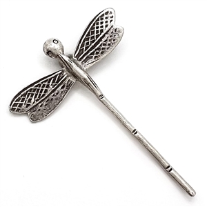 Realistic dragon fly button of unmarked silver.