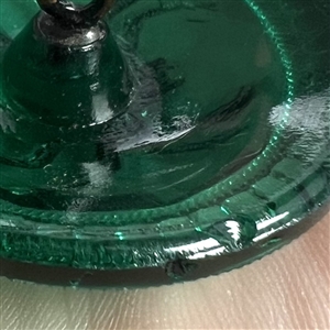 Bohemian aqua glass button of a spider. 