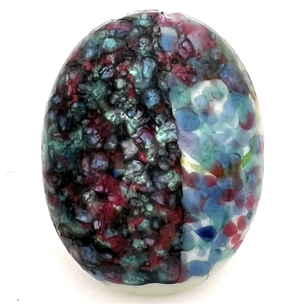 Large oval glass button by Leo Popper.