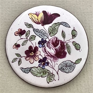 Enamel with counter enamel button of flowers.