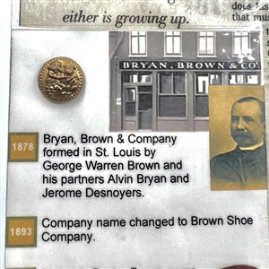 Card of five Buster Brown buttons and memorabilia.