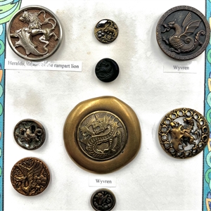 Card of twelve fabulous creature buttons.