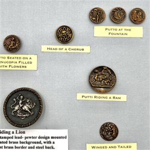 Card of twelve mythological buttons.