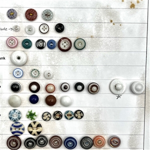 Card of sixty nine china buttons. 