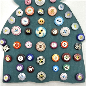 Card of fifty seven china and calico buttons. 