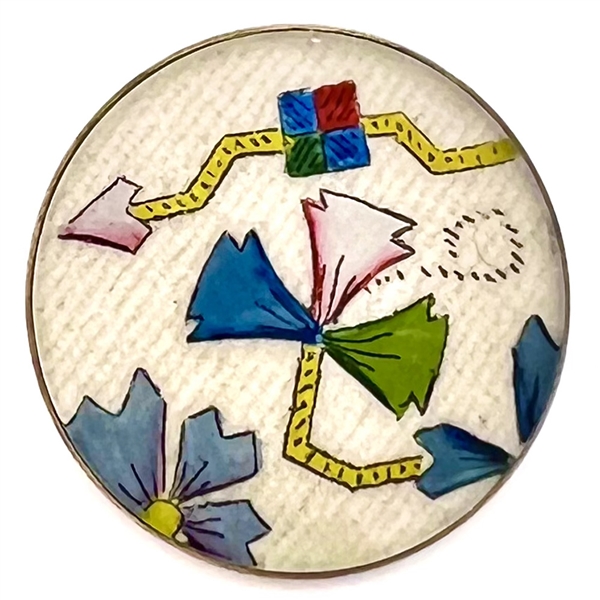 Satin fabric under glass button.