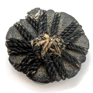 EXTREMELY RARE Div. I - Black glass cord bound button.
