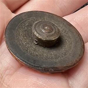 Div I  - RARE wood owl button - early example of pyrography.
