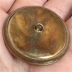 A 19th c. Brass button with an enamel background.