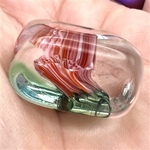 Mary Gaumond's pink carnation glass studio button. 