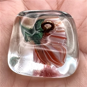 Mary Gaumond's pink carnation glass studio button. 