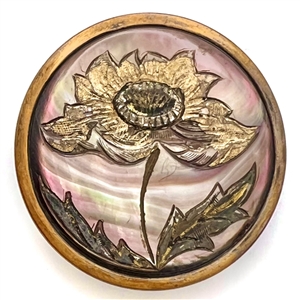 A 19th c. Gilded pearl button of a poppy.