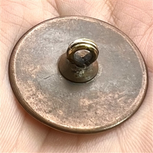 An 18th c. Flat engraved and gilded brass button of a rooster and “Vigilance. 