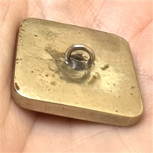 Shakudo modified square button of two partridges and plant life.. 